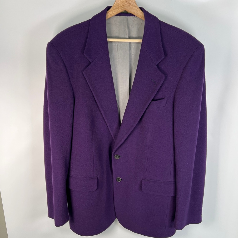Bachrach Mens Purple Wool Cashmere Blazer Sport Coat 40 Tall Made in Canada